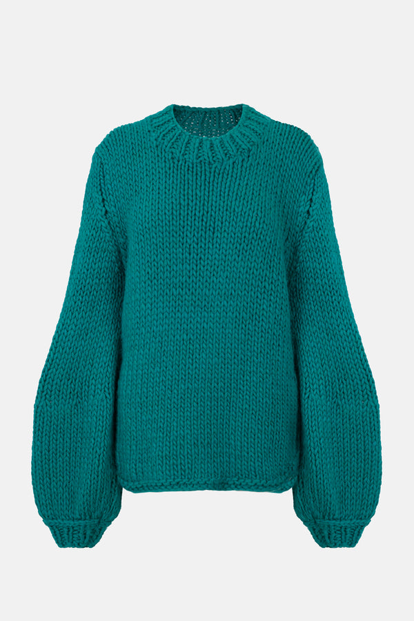 Silueta del jersey oversize verde aguamarina