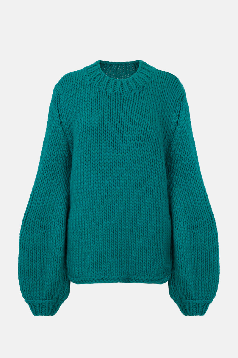 Silueta del jersey oversize verde aguamarina