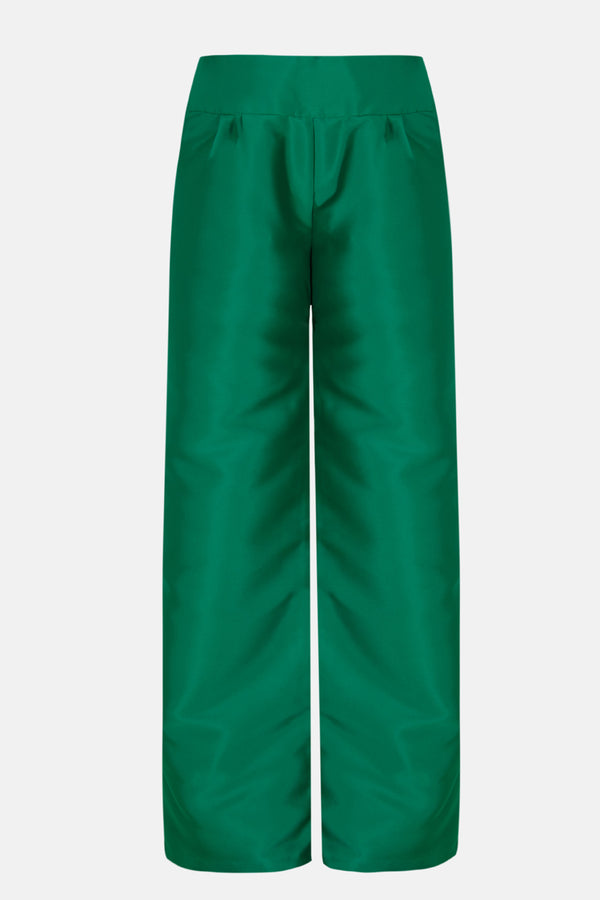 Silueta del pantalón recto talle alto verde