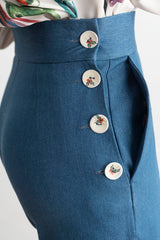 Detalles de los botones del Pantalón Talle Alto Denim