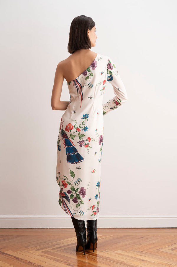 Vestido midi asimétrico estampado