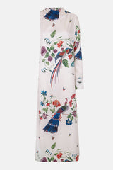 Silueta del vestido midi asimétrico estampado