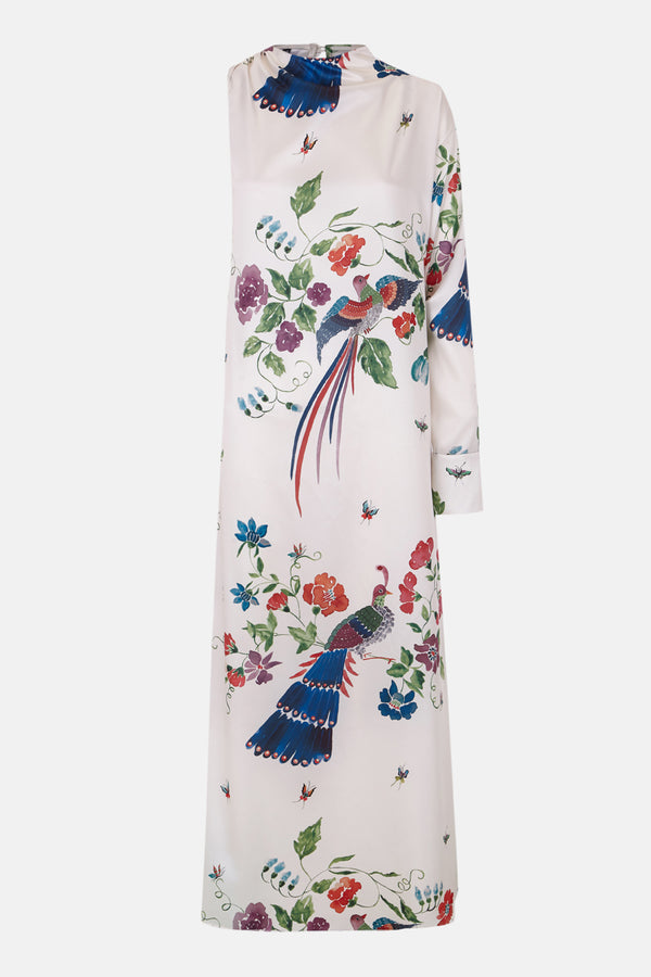 Silueta del vestido midi asimétrico estampado
