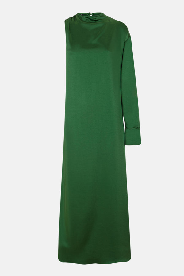 Silueta del vestido midi asimétrico verde